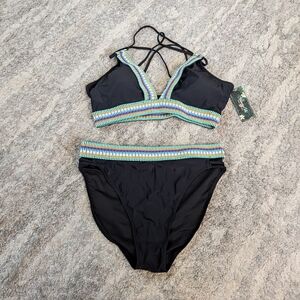 Black Bikini with Multicolor Trim